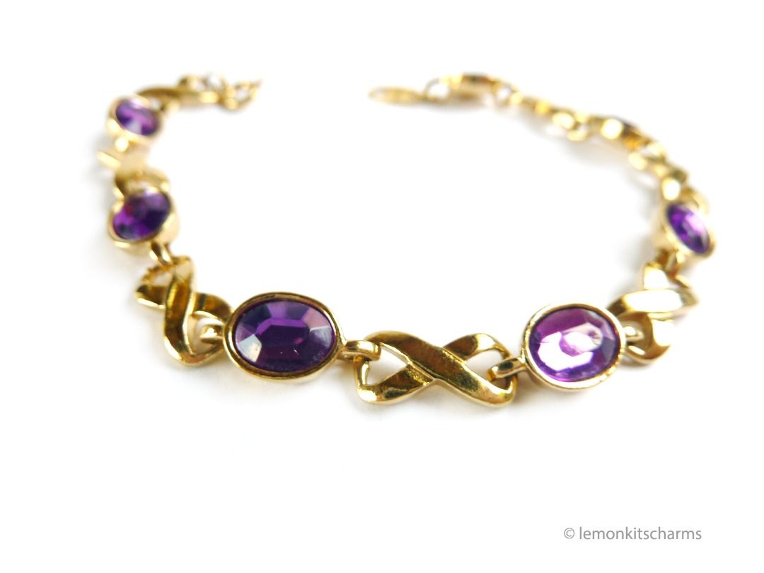 Vintage 1994 Avon Purple Infinity Link Bracelet 7.5