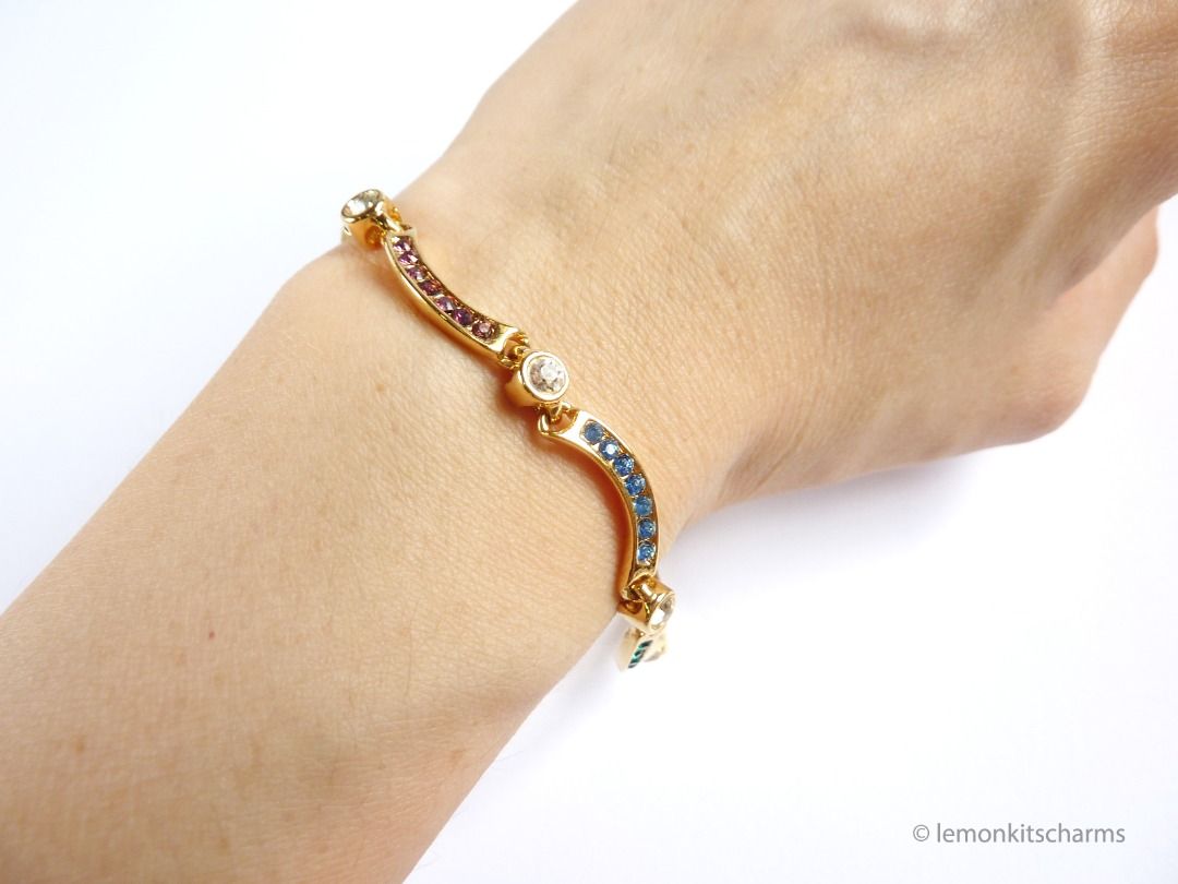 Rainbow rhinestone bracelet outlet