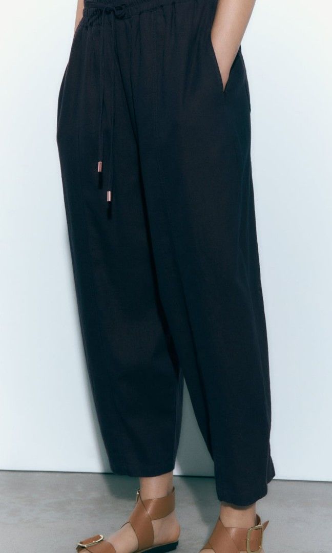 Zara linen blend sarouel trouser Women s Fashion Bottoms Other Bottoms on Carousell