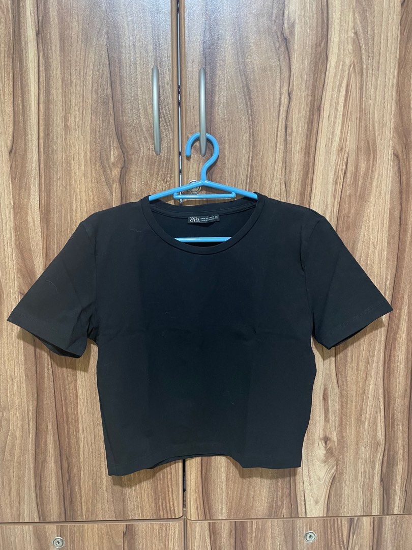 Zara TRF Crop Shirt Black on Carousell