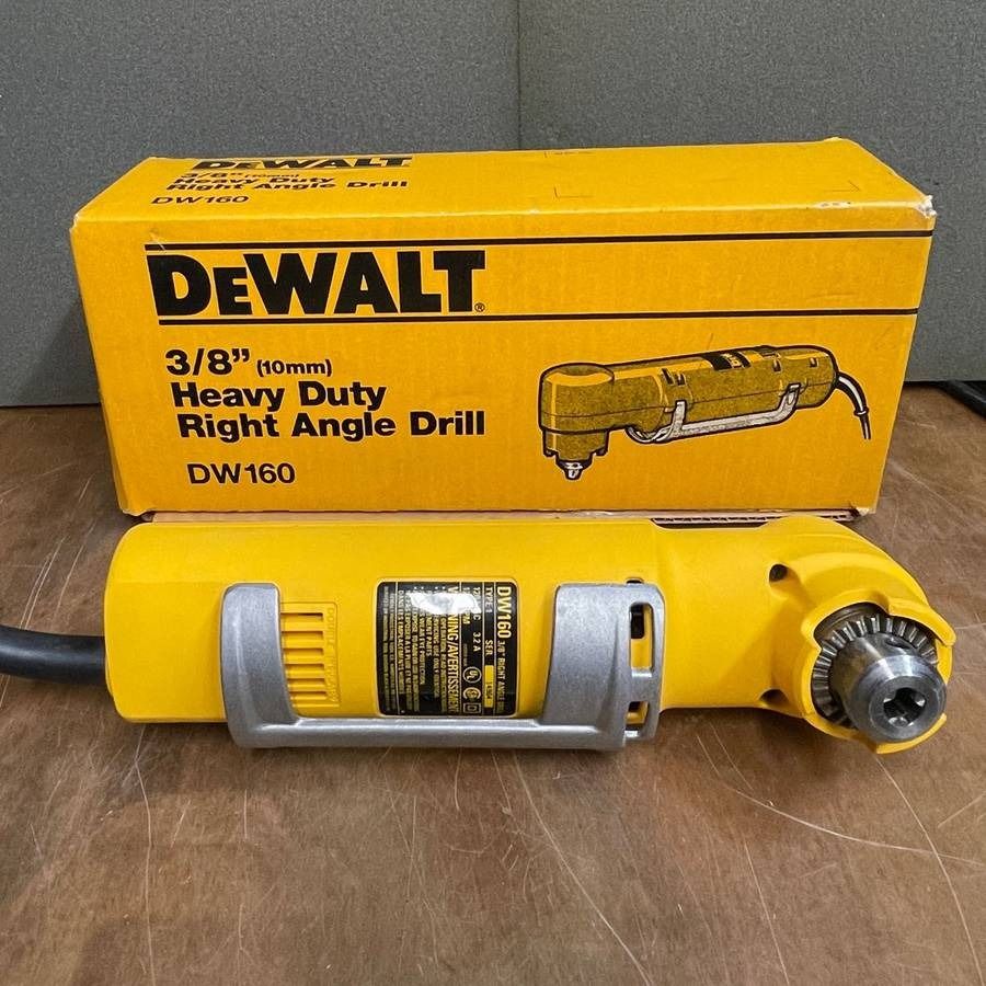 120V POWER ONLY Dewalt 3 8in HEAVY DUTY RIGHT ANGLE DRILL model DW160 with box used working when last used