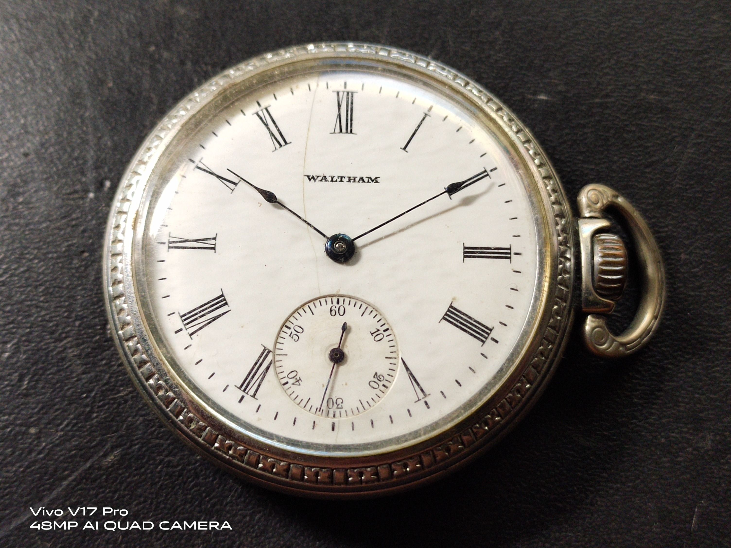 1906 Waltham Locomotive Case Mechanical Hand Winding Pocket Watch