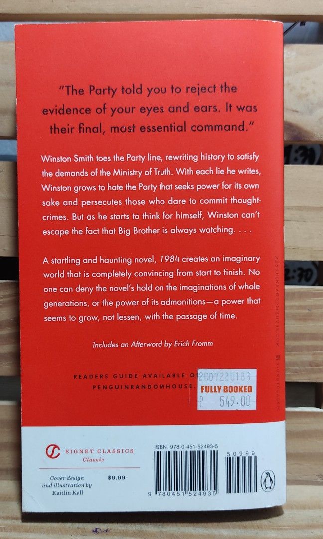 1984 by George Orwell (Category: Storybooks) located in Pasig City. Submitted by S07613 (Listing ID 1250550336, Image 2). Description: Brand new Bought last October 2022 Original From Fully Book Good as new.