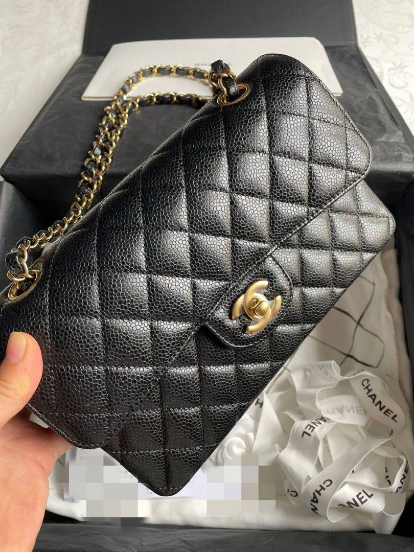 [ PRE-ORDER ], Preloved Unused Like New Chanel Small Classic Flap Caviar  GHW. Microchip.