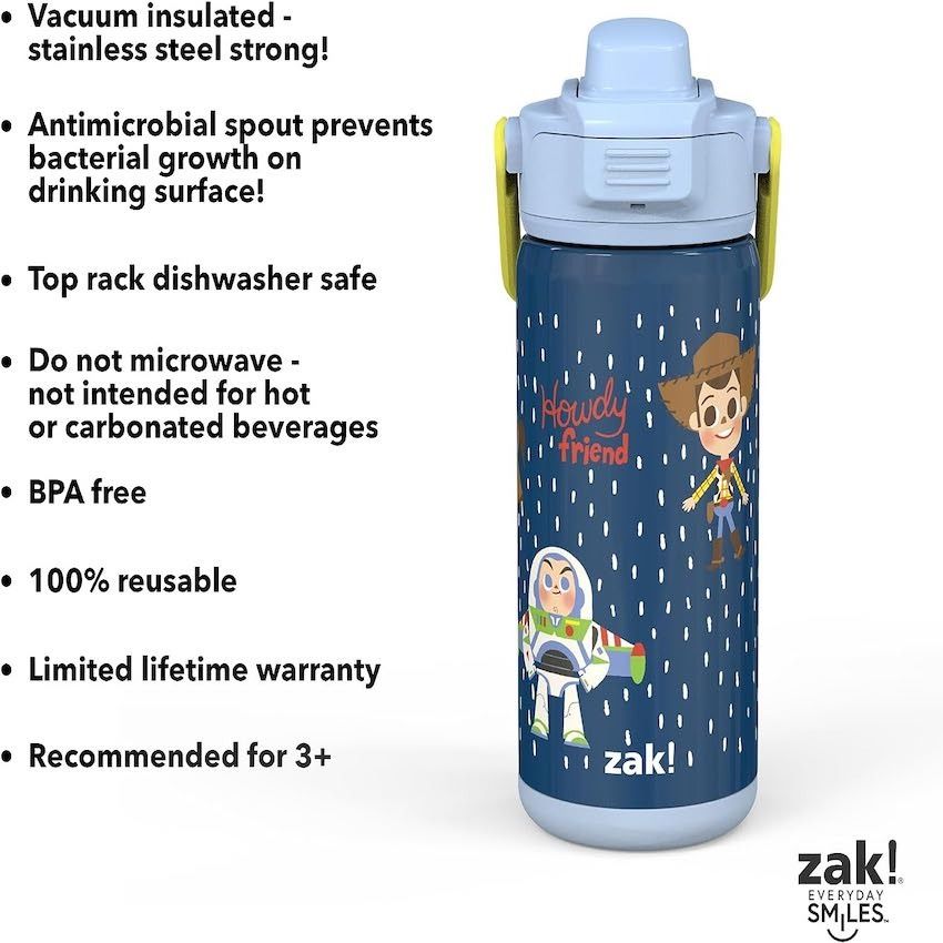 Zak Designs 14oz Stainless Steel Kids' Water Bottle with Antimicrobial Spout 'Baby Shark