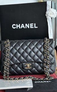AUTHENTIC CHANEL MINI CLUTCH FLAP WITH CHAIN CAVIAR BLACK GHW