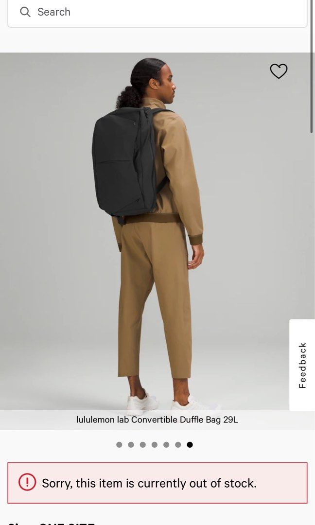 Authentic lululemon Lab Convertible Duffle Bag 29L, Women's Fashion