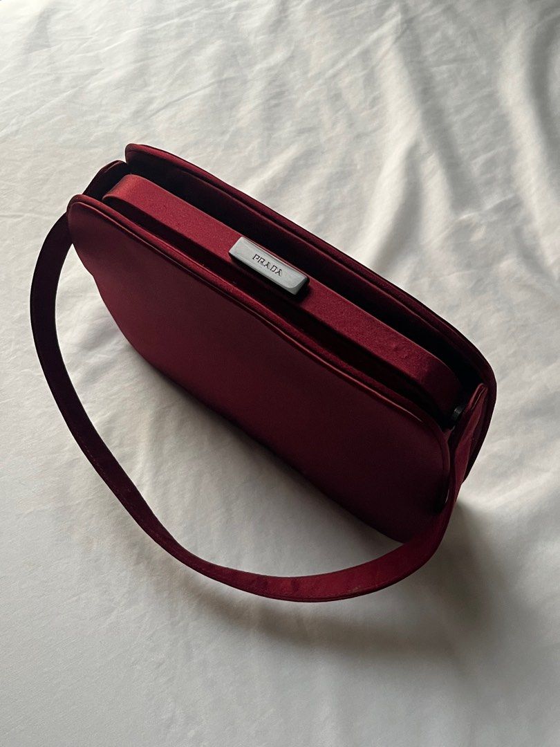 AUTHENTIC PRADA VINTAGE RED SATIN HANDBAG