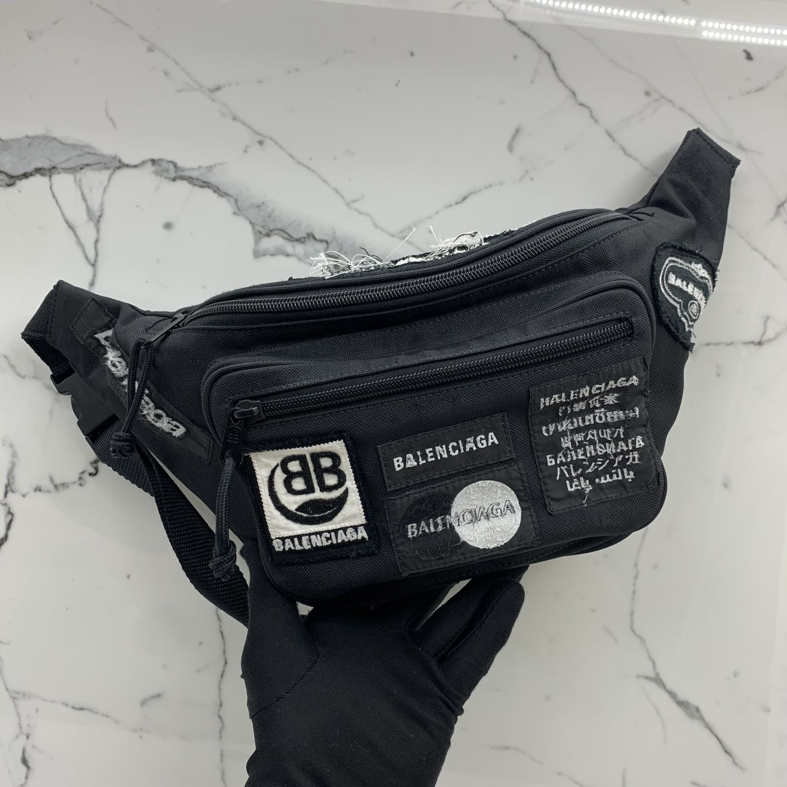 RED X Unisex Canvas Bum Bag / Fanny Pack - Black, 2 Zippered Compartments, Adjustable Waist Up To 43"