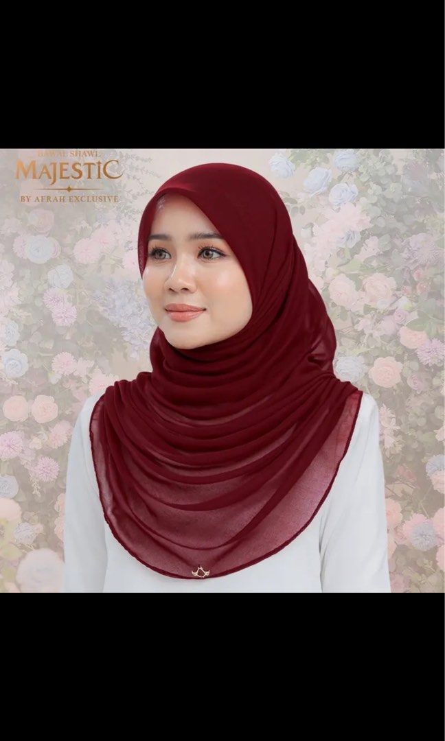 Bawal Afrah exclusive Maroon, Women's Fashion, Muslimah Fashion, Hijabs