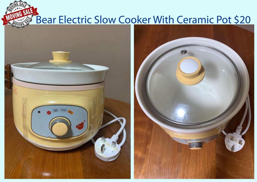 Bear Slow cooker with ceramic pot 20, TV & Home Appliances, Kitchen