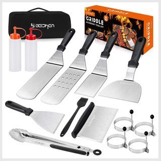 34 Pcs Griddle Accessories Kit, Flat Top Grill Tools Set for Blackstone, Camp Chef, Etc, Grilling Spatula, Scraper, Carry Bag, Cleaning Accessories