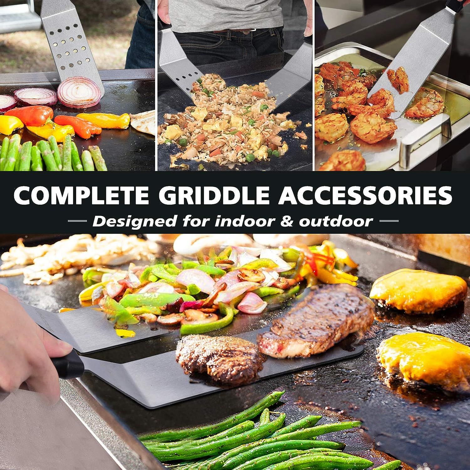 Beichen Griddle Accessories Kit 14 Pcs Stainless Steel Griddle