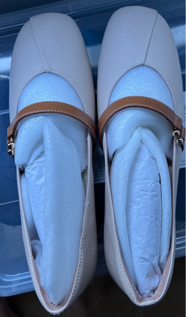Beige covered shoes, Women's Fashion, Footwear, Flats on Carousell