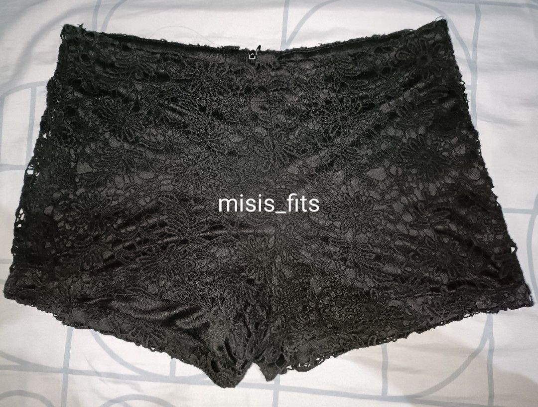 Black eyelet shorts on Carousell