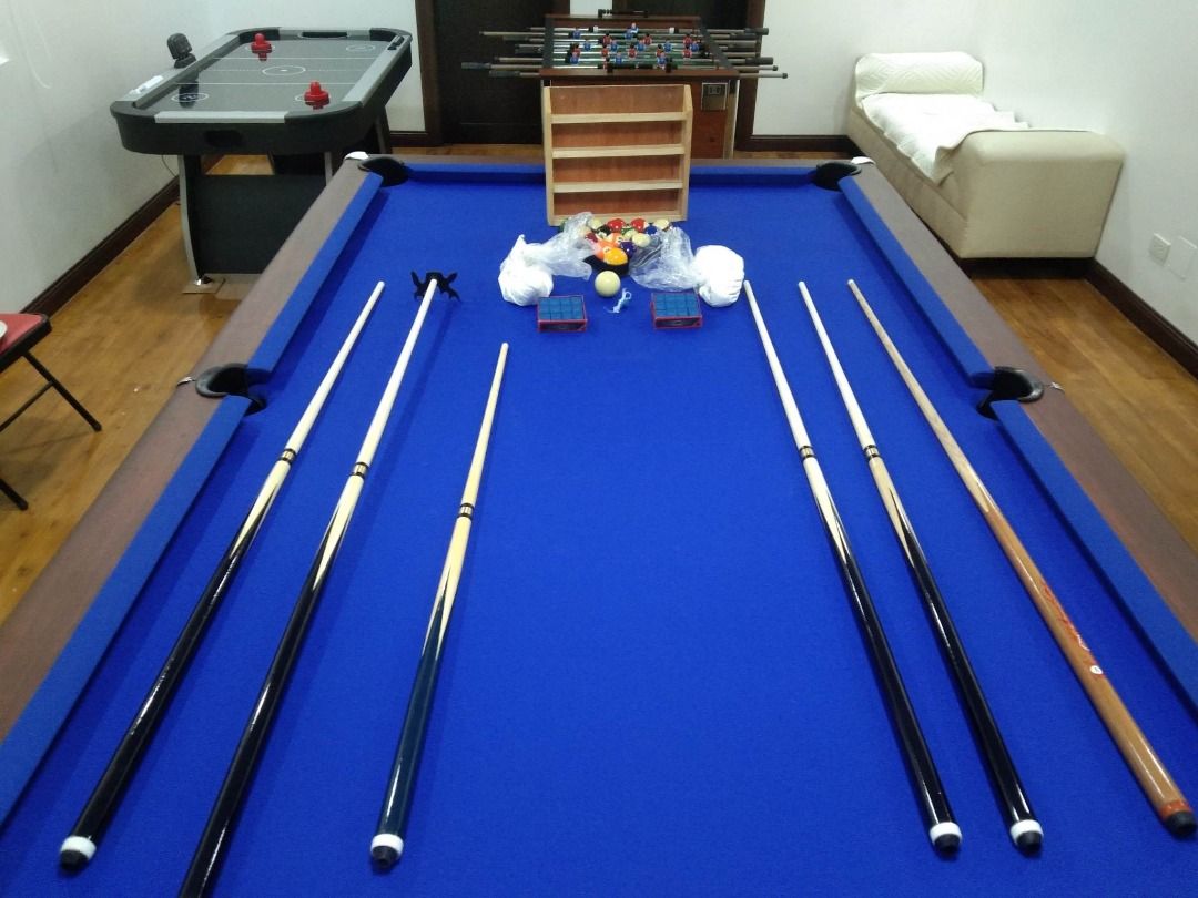 Blakk Billiards Maxima 7 Inspired Standard Billiard Table (Category: Billiards and Bowling) located in San Pablo. Submitted by abw4reyes (Listing ID 1250398721, Image 3). Description: Blakk Billiards Maxima 7 Inspired Standard Billiard Table Specs: ✔Solid Kiln Dry Wood type ✔Varnished Finished ✔Consulate Model ✔Adjustable leg ✔Solid wood ✔Size: 5x9ft. ✔Slate: Marble ✔Cushion: Master Banda K66 ✔Corner Pocket: Manual ✔Cloth: Japan Simonis Accessori