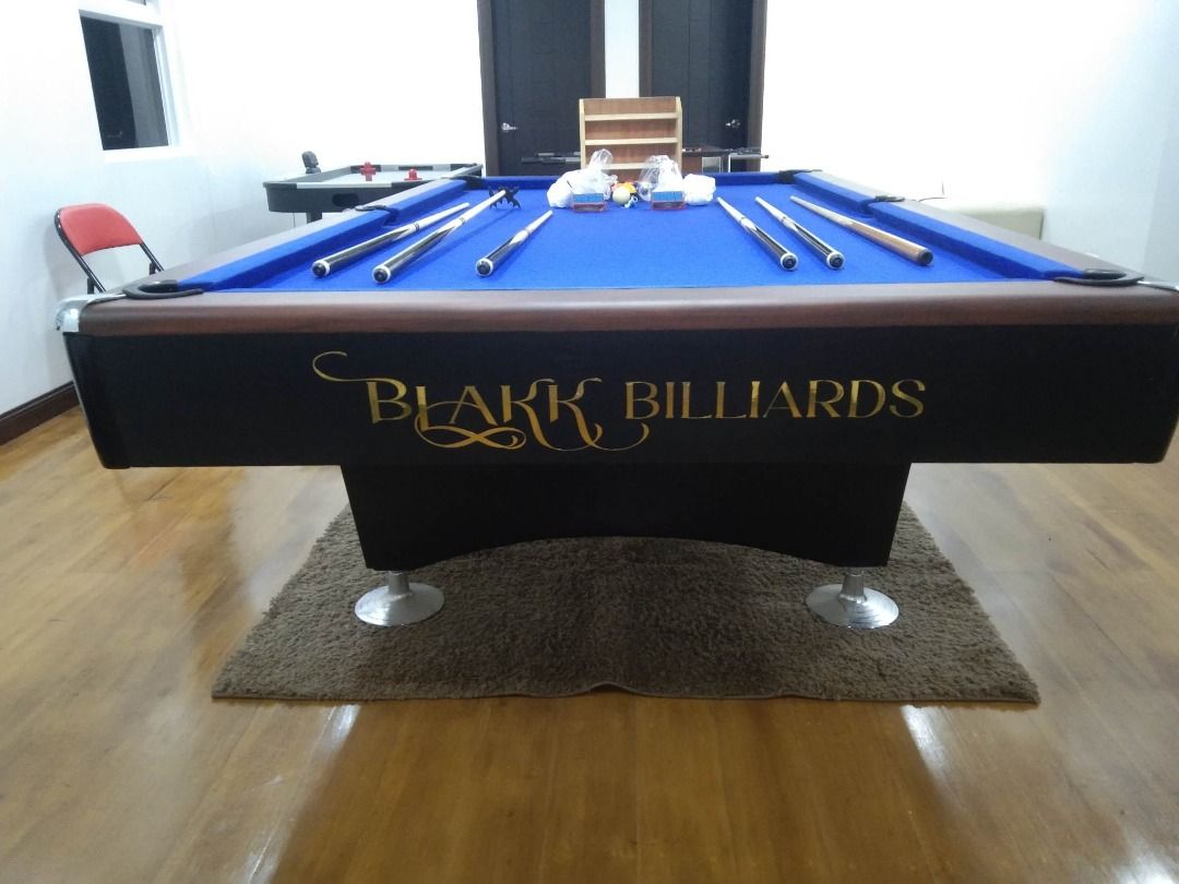 Blakk Billiards Maxima 7 Inspired Standard Billiard Table (Category: Billiards and Bowling) located in San Pablo. Submitted by abw4reyes (Listing ID 1250398721, Image 2). Description: Blakk Billiards Maxima 7 Inspired Standard Billiard Table Specs: ✔Solid Kiln Dry Wood type ✔Varnished Finished ✔Consulate Model ✔Adjustable leg ✔Solid wood ✔Size: 5x9ft. ✔Slate: Marble ✔Cushion: Master Banda K66 ✔Corner Pocket: Manual ✔Cloth: Japan Simonis Accessori