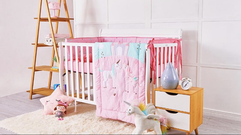 BLOOM Unicorn Pals Pink Crib Bedding Set 5 piece 24x42 Personal