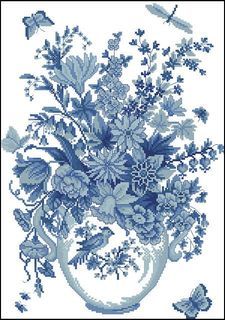 Blue flowers DIY Cross Stitch Complete Set 11ct 14ct Needlework Counted Embroidery Kit not stamped