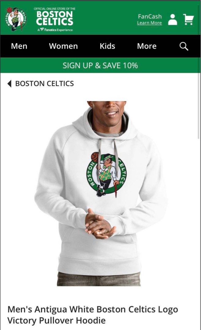 Men's Antigua Charcoal Boston Celtics Victory Pullover Hoodie