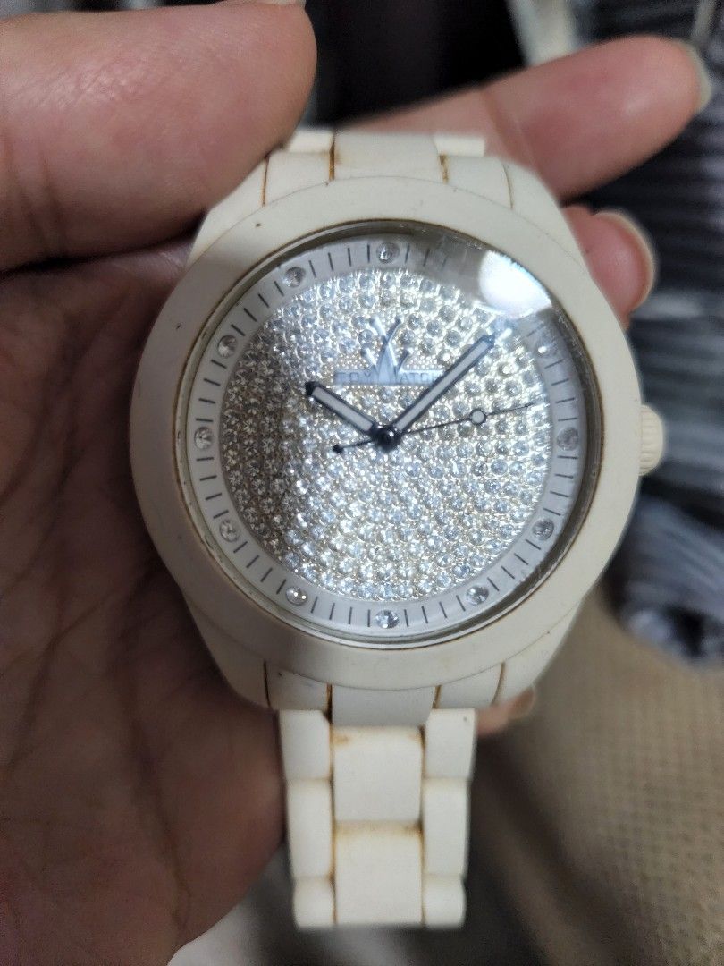 White toy watch with crystals sales