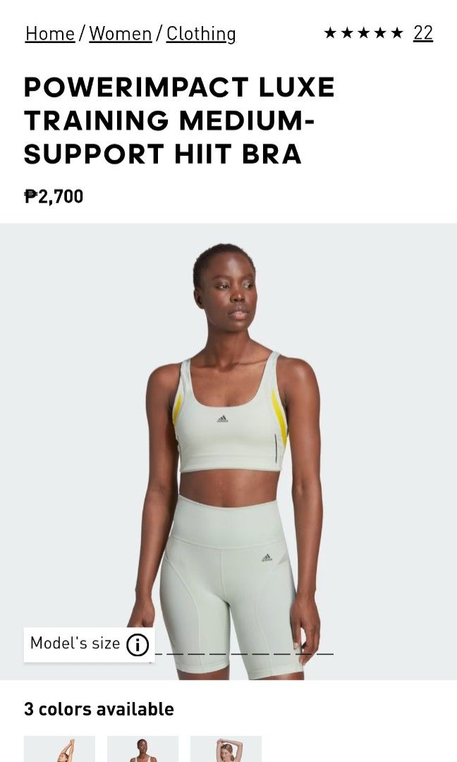 Brand New] Adidas Powerimpact Luxe Training medium support HIIT sports bra  (Small - Linen Green), Women's Fashion, Activewear on Carousell