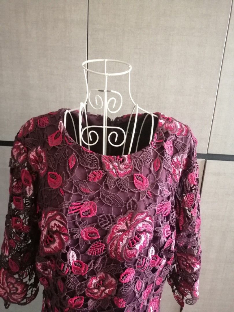Phase eight belle top lace dress claret