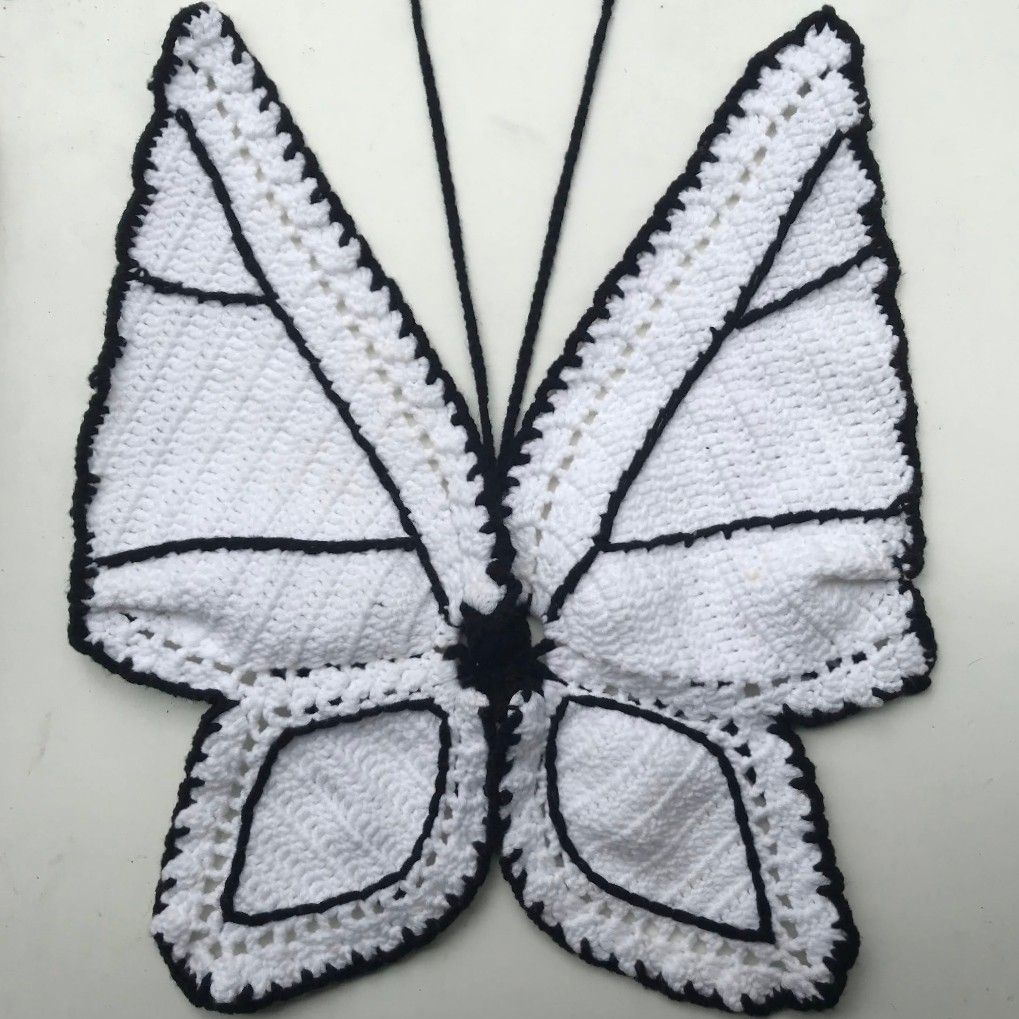 Butterfly Crochet Top (Black and White) on Carousell