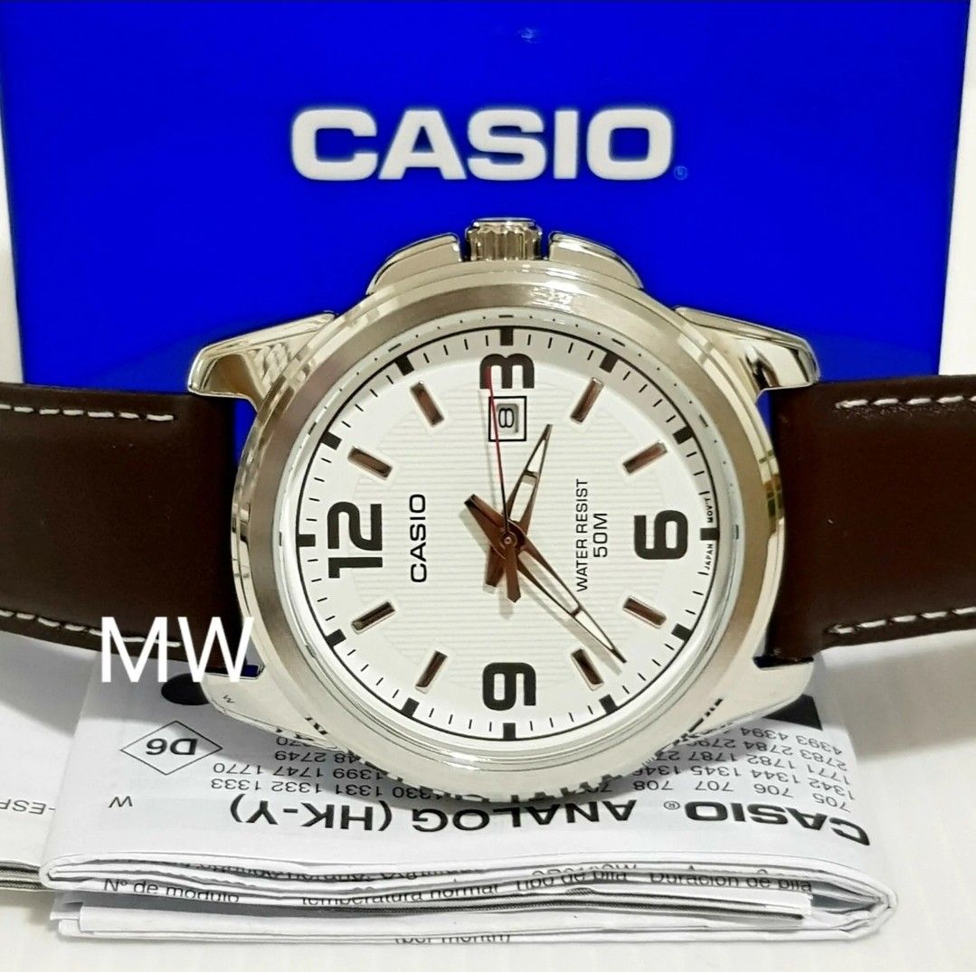 Casio MTP 1314L 7A Men s Date Analog Quartz Dress Brown Leather Watch Mtp1314l Men s Fashion Watches Accessories Watches on Carousell