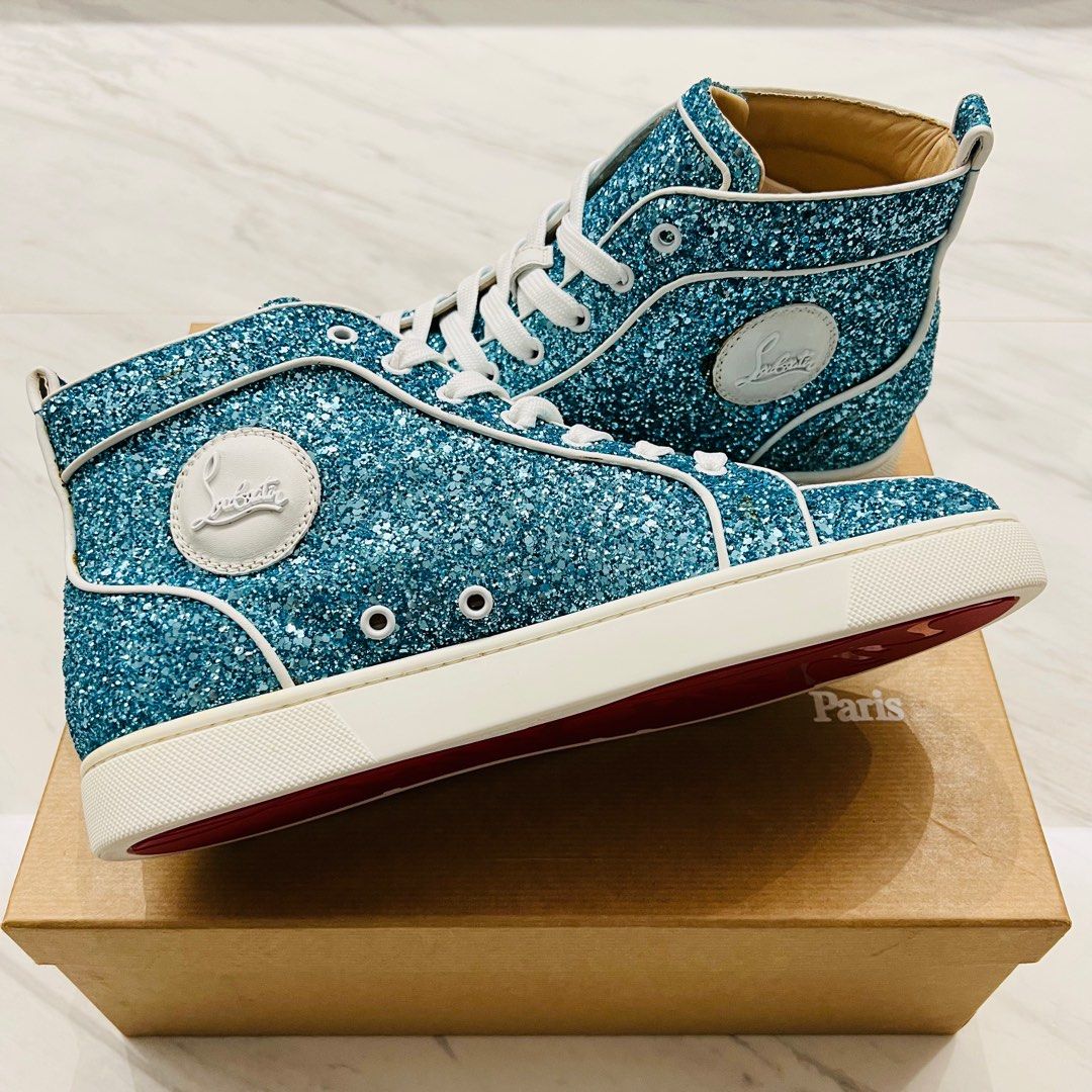 Christian Louboutin Blue Flat Glitter Sneakers