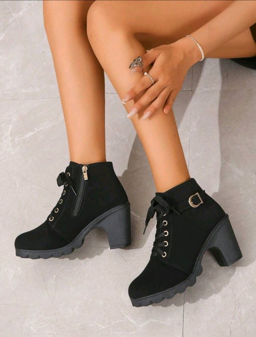 Chunky heel lace on sale up ankle boots