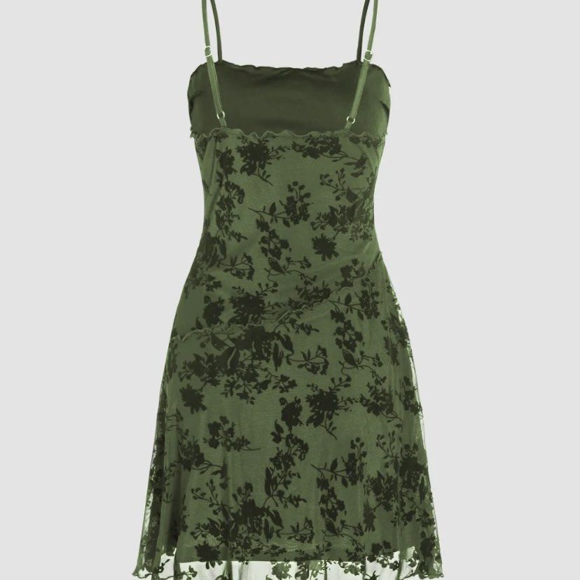 cider green floral dress Cider 60/70s Lg Retro Green Floral Pattern Print Shift Dress Lg Sleeve Daisy