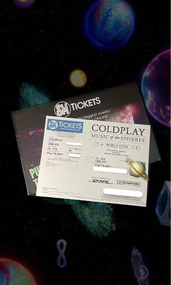 Coldplay Music Of The Spheres UB Ticket, Tickets & Vouchers, Event
