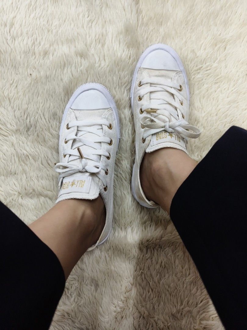 Converse white leather rose gold eyelets store