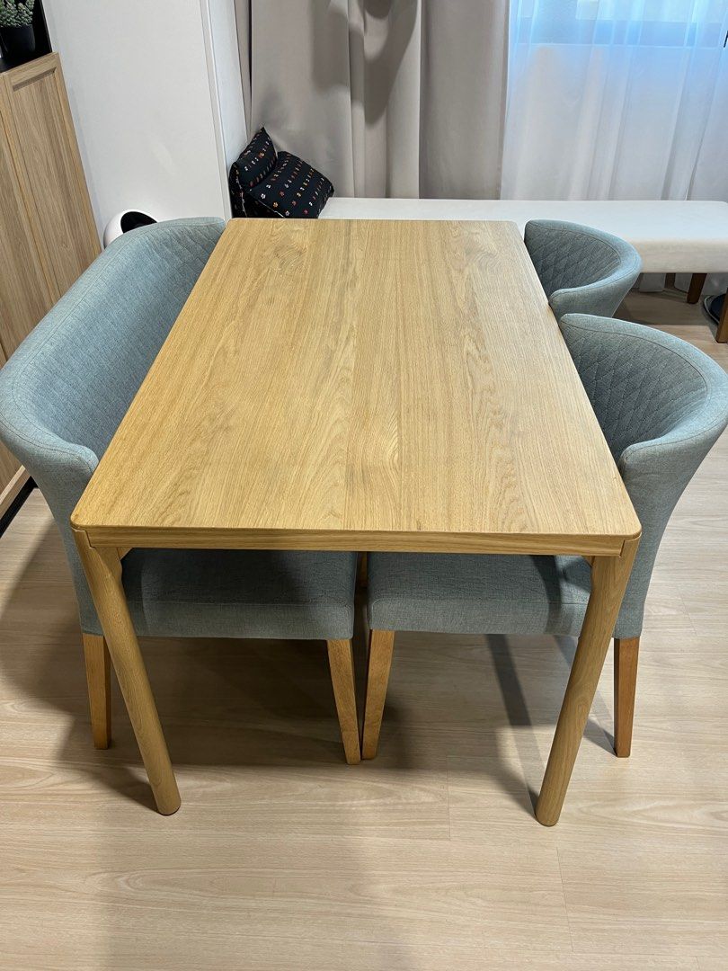 Dining Table Set (2 Chairs + 2Seater Bench), Furniture & Home Living