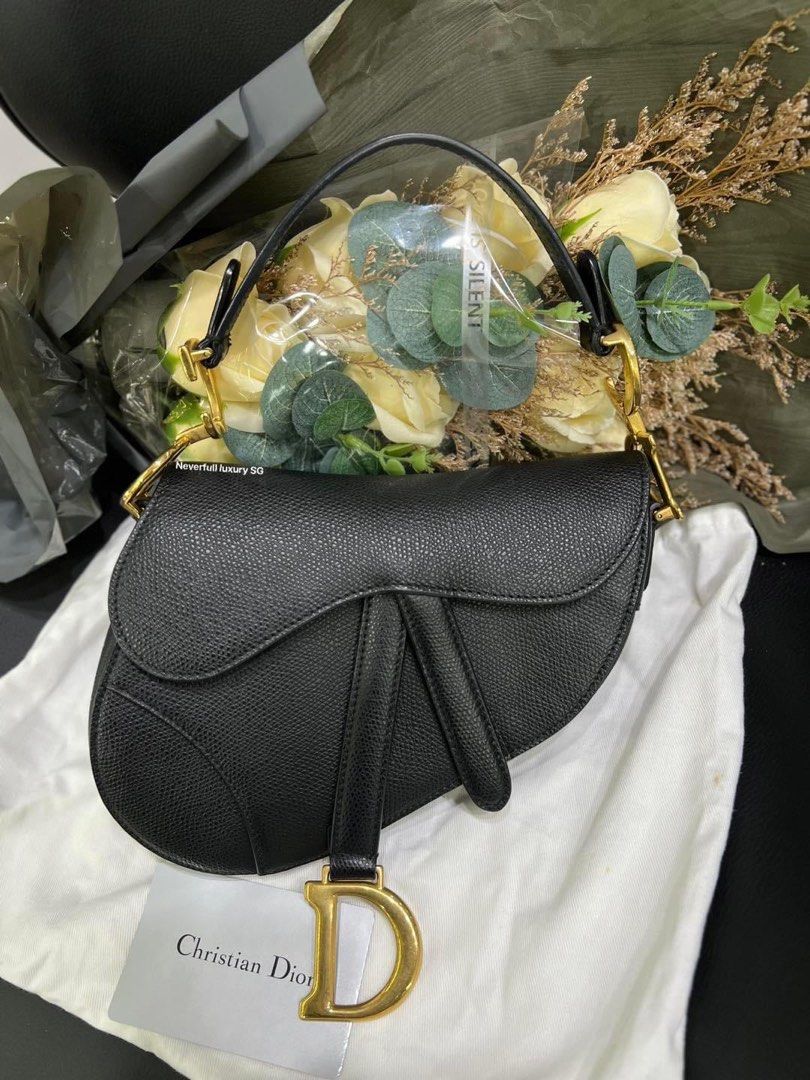 Mini saddle bag in black calfskin shop
