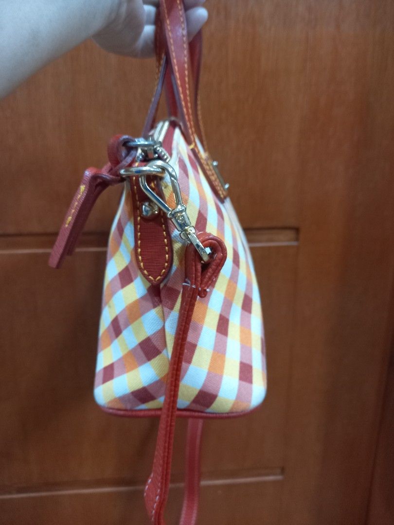 DOONEY BOURKE GINGHAM PLAID CANVAS TOP HANDLE CROSSBODY SLING