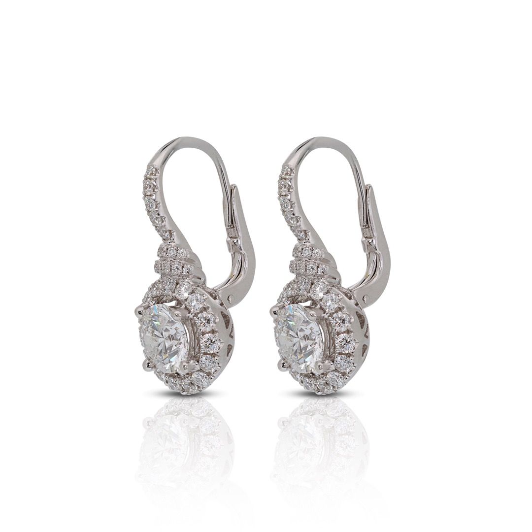 White gold diamond leverback earrings shop