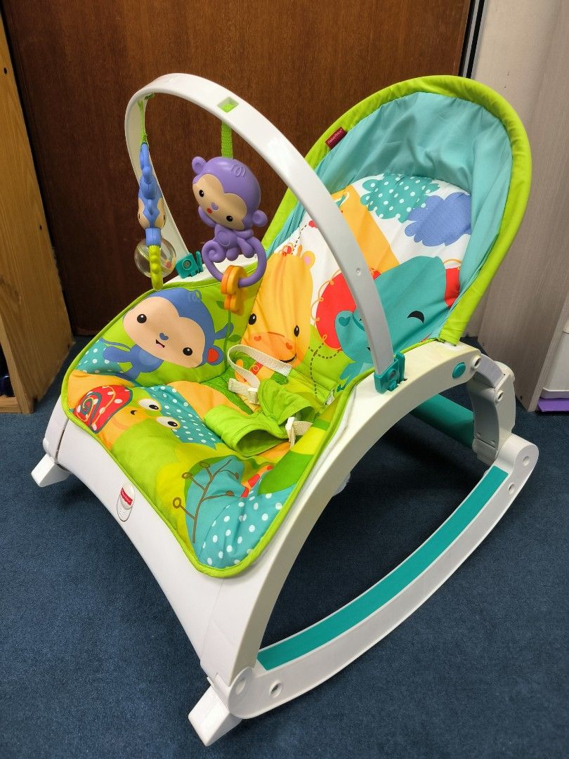 FISHER PRICE RAINFOREST FRIENDS NEWBORN TO TODDLER PORTABLE ROCKER