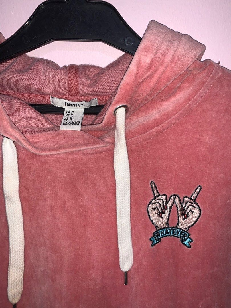 Forever21 Velvet Sweater Hoodie Women s Fashion Coats Jackets and Outerwear on Carousell
