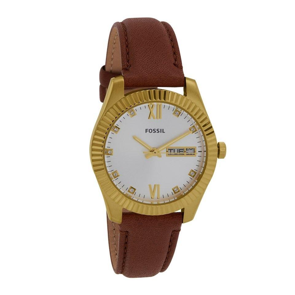 Fossil ES5184 Scarlette Tan LiteHide Leather Strap Silver Dial Analog Date Women s Watch Women s Fashion Watches Accessories Watches on Carousell