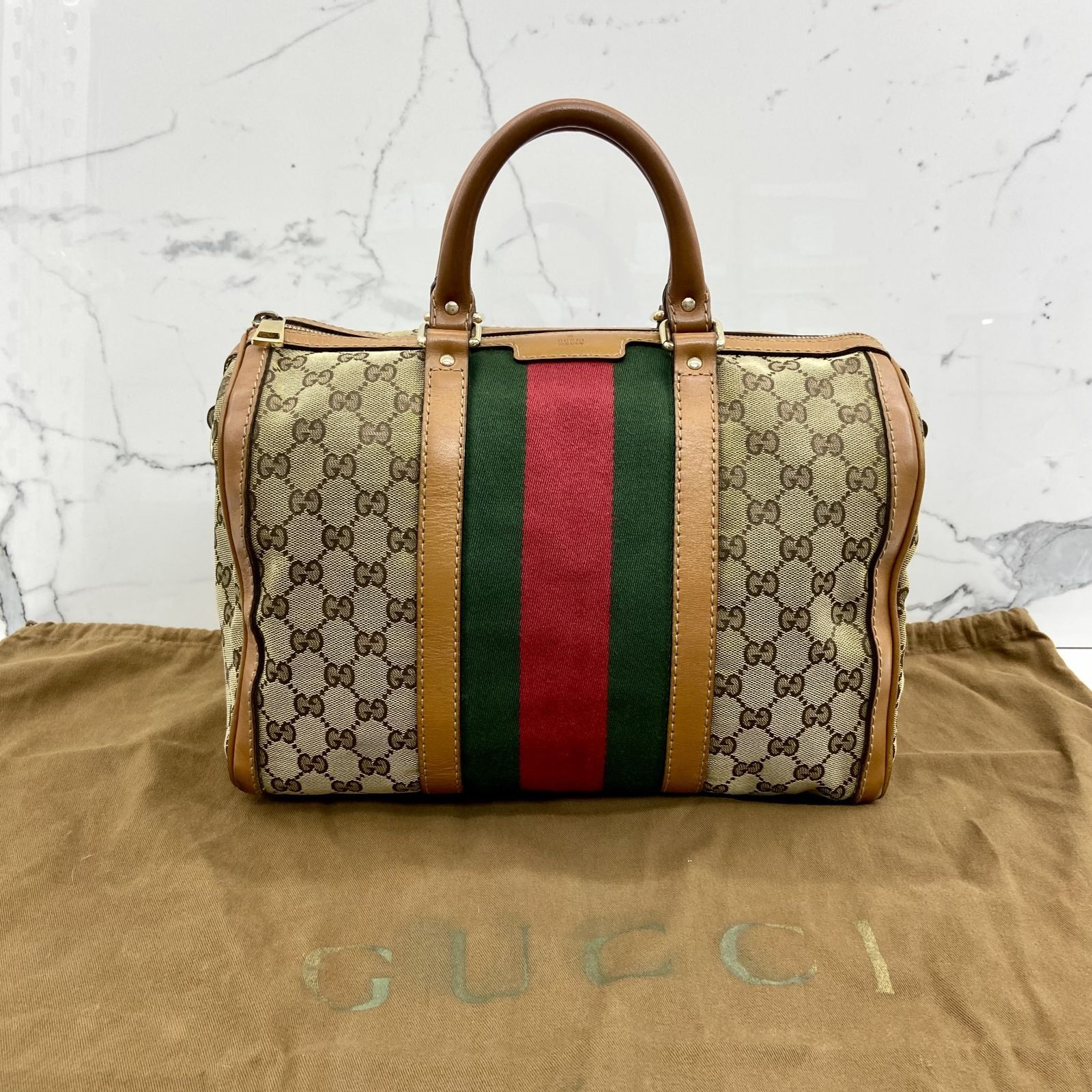 GUCCI 247205 GG VINTAGE WEB ORIGINAL BOSTON BAG 237023841 TI