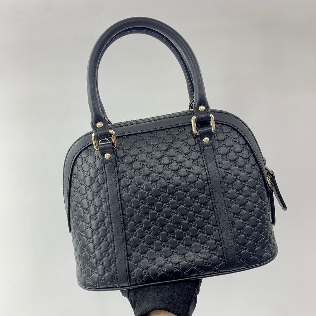 GUCCI 449654 MICROGUCCISIMA MINI DOME BLACK LEATHER 2WAY HAND