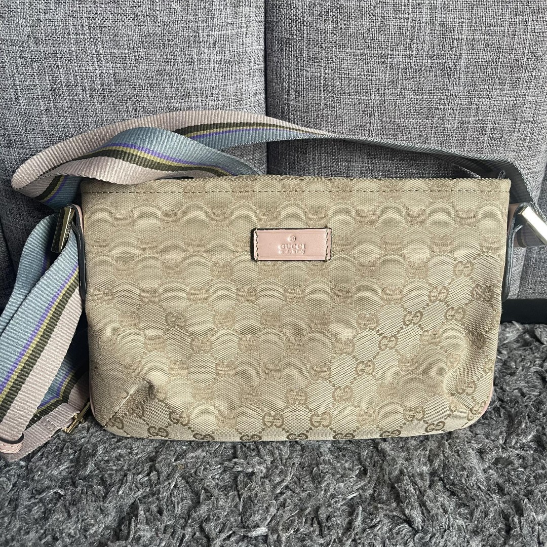 GUCCI GG Canvas Web Shoulder Crossbody Bag Beige 189749-US