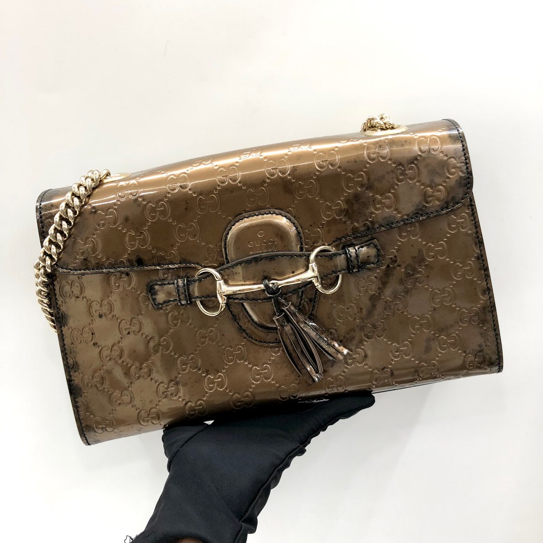 GUCCI GG 295402 PATENT CHAIN SHOULDER BAG 237025756
