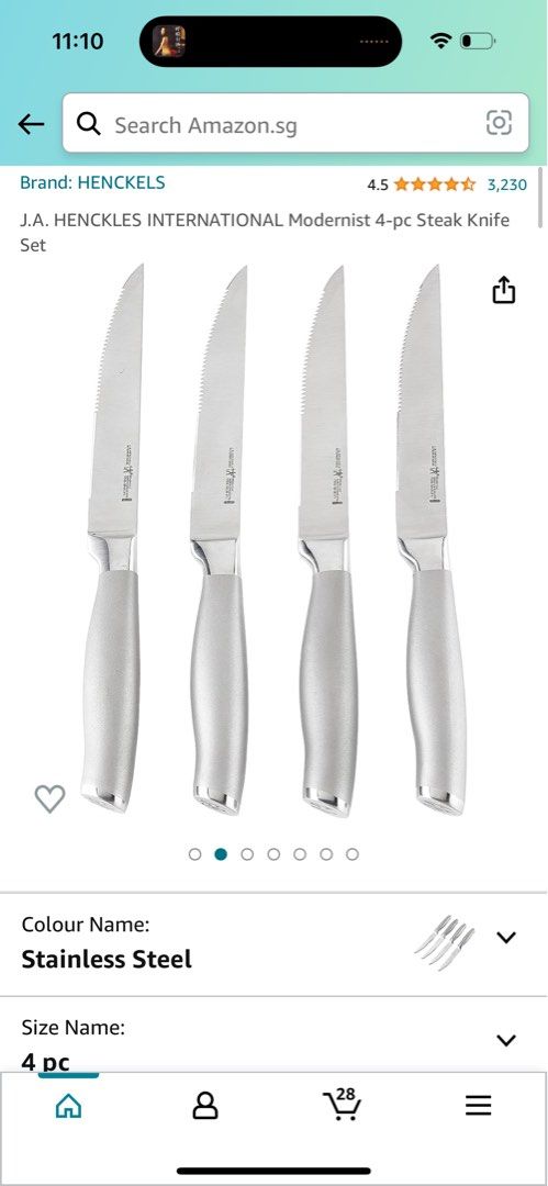 J.A. Henckels International Modernist 4-pc Steak Knife Set 