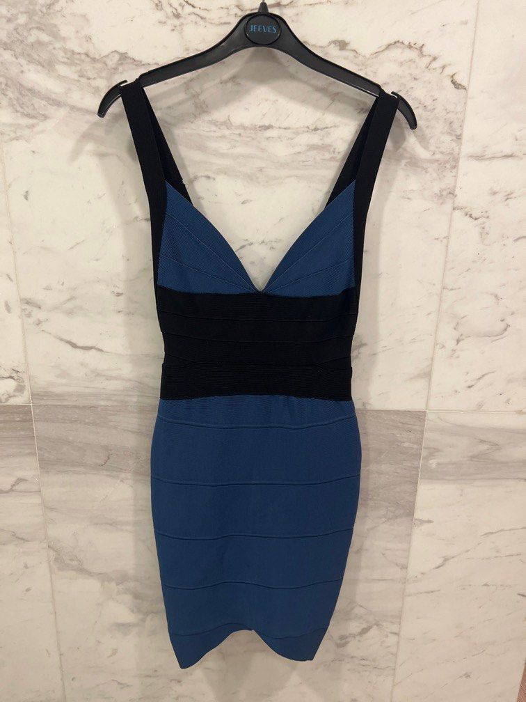 Herve blue black dress, Women's Fashion, Dresses Sets, Dresses