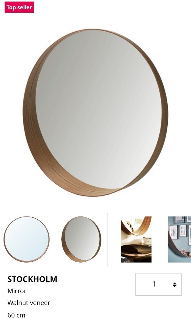 IKEA Round Wall Mirror, Furniture & Home Living, Home Decor, Mirrors on