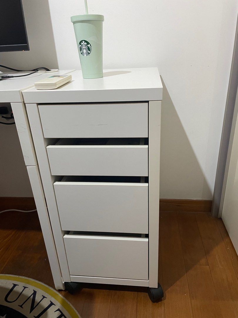 IKEA Study Table, Drawer unit, Ergonomic chair, Furniture & Home Living