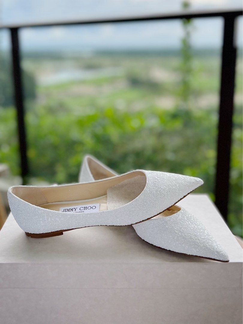 Jimmy choo white top flats